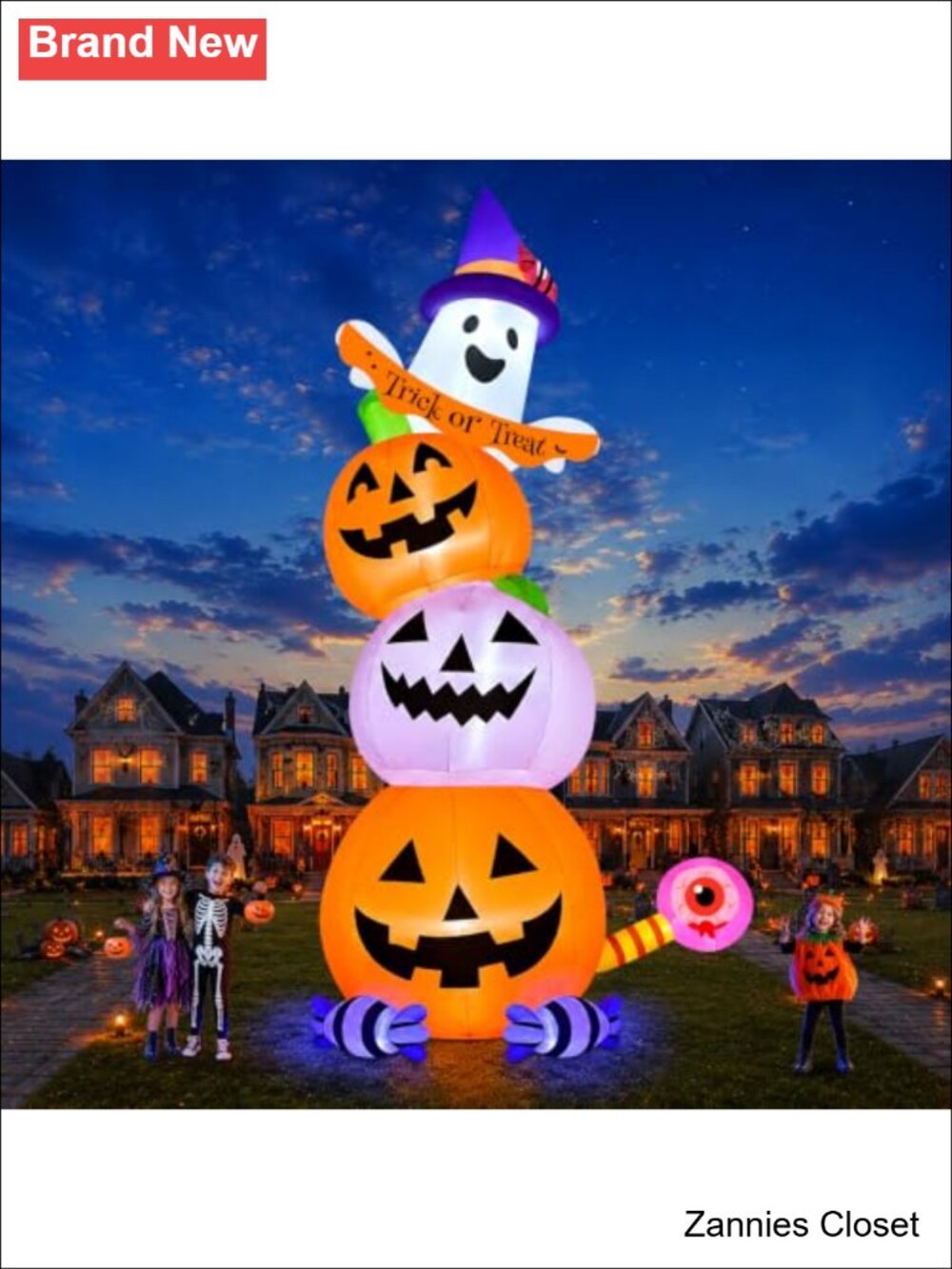 👻 20FT Tall Halloween Inflatable Pumpkin Ghost LED Yard Decoration